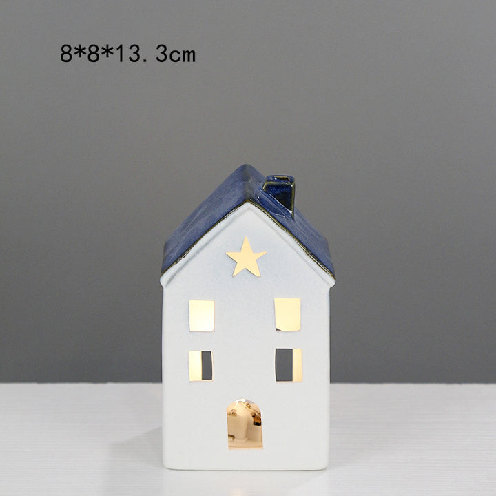 Ceramic House-Shaped Decorative Lantern Kalsten