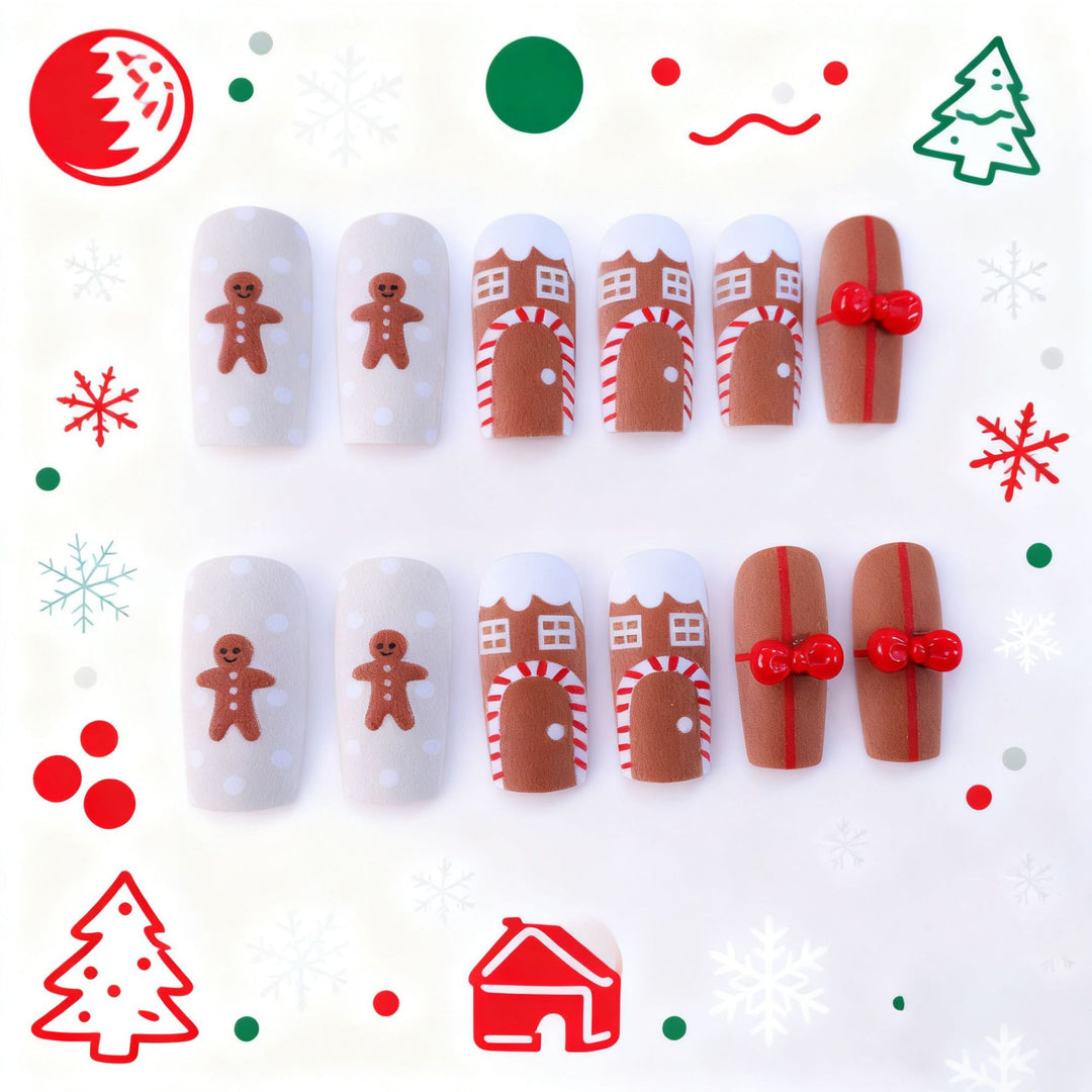 Festive Holiday-Themed Press-On Nail Art Kalsten