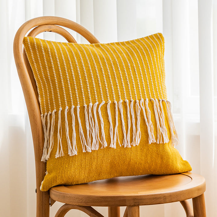 Textured Fringe Accent Pillow
