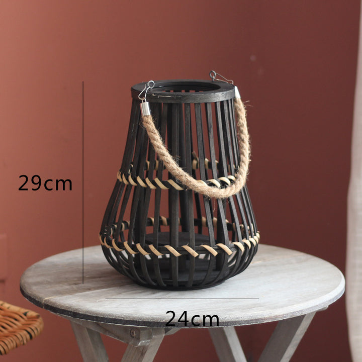 Handcrafted lantern made of wood and wicker Kalsten