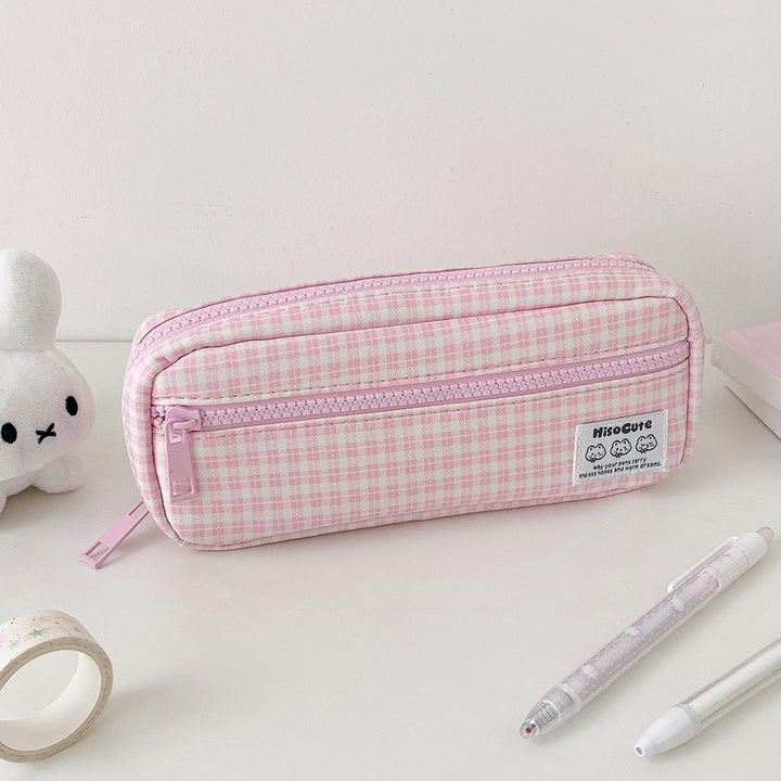 Stylish Gingham Checkered Pencil Case Kalsten