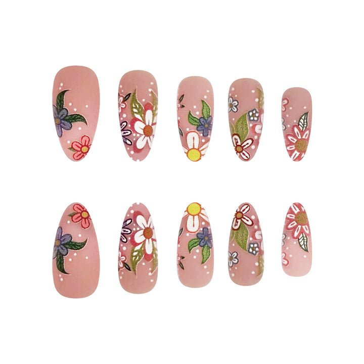 Nail art set with colorful flower designs Kalsten