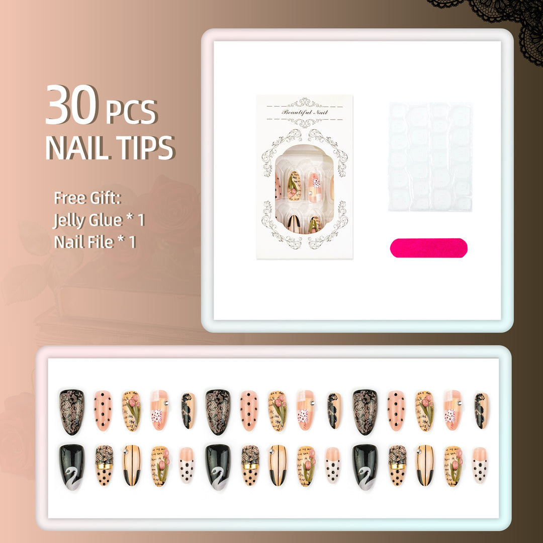 Artistic Press-On Nail Set with Elegant Design