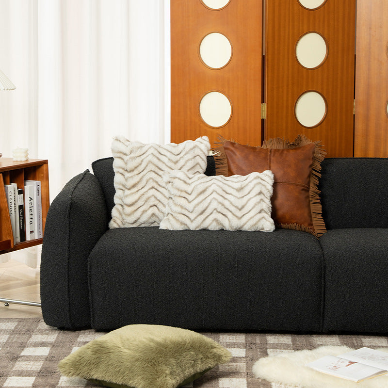 Luxurious faux fur designer pillow with serrated texture
