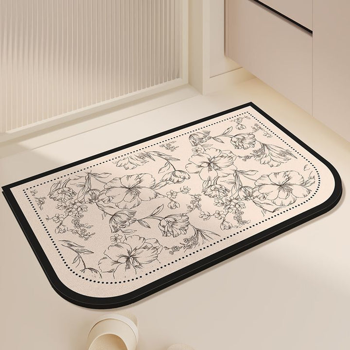 Elegant Floral Print Kitchen Mat