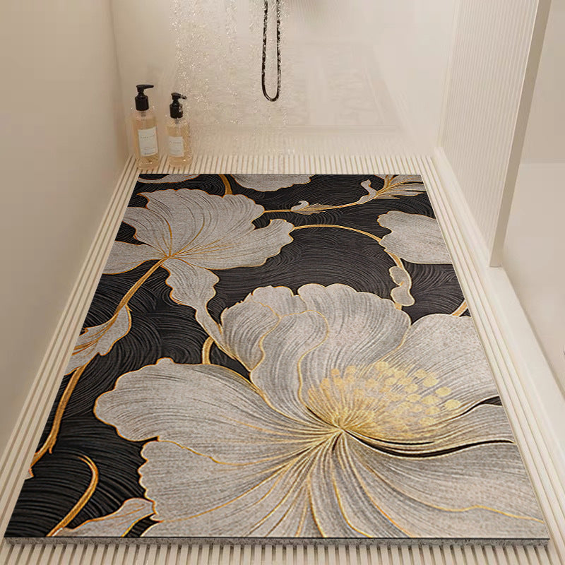Elegant Floral Pattern Bath Mat Kalsten