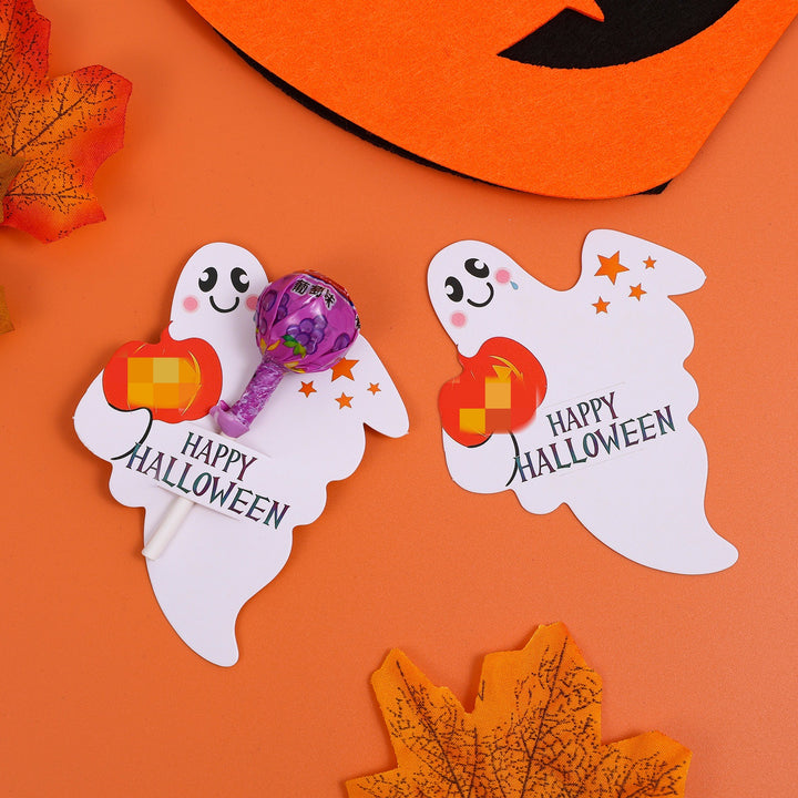 Standing Halloween table decoration made of sturdy cardboard ghost figure with integrated stand
