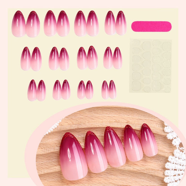 Artificial nail set with ombre design and glitter tips Kalsten