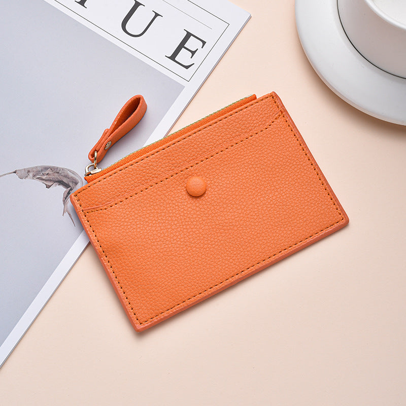 Textured Leather Zippered Card Holder Kalsten