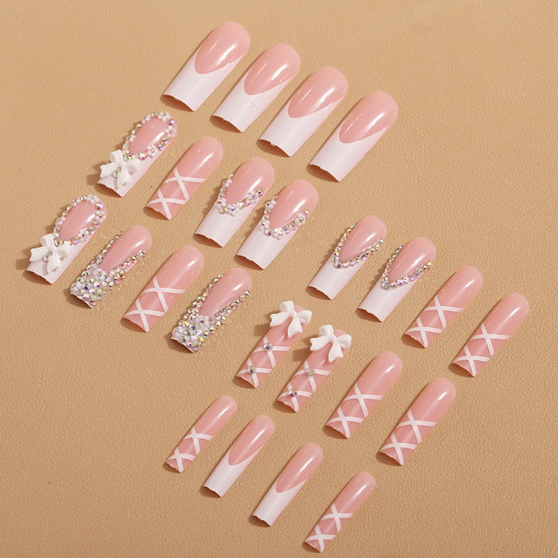Elegant artificial nails with rhinestones and floral design Kalsten