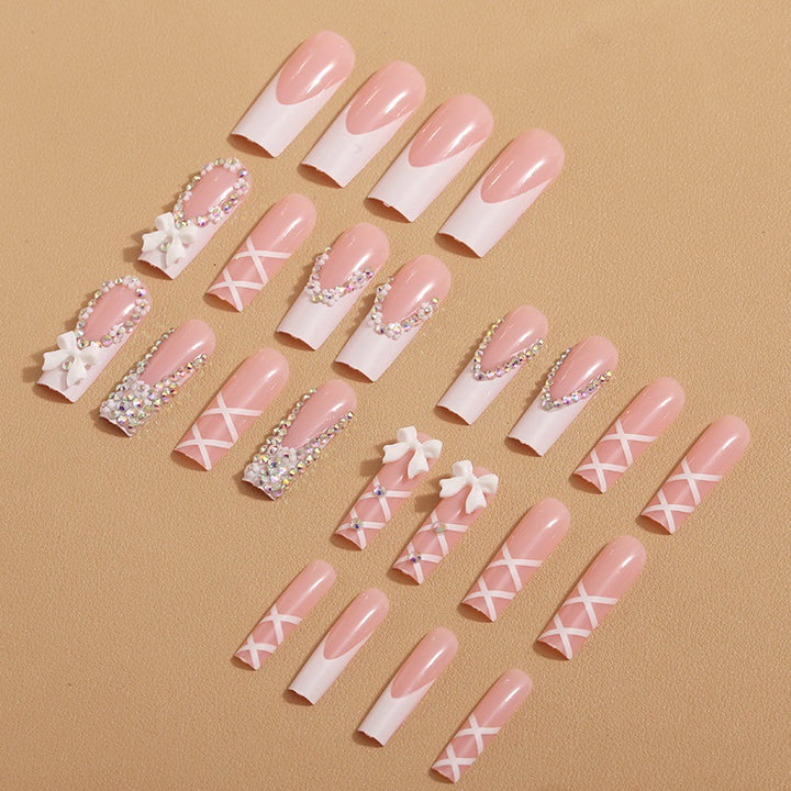 Elegant artificial nails with rhinestones and floral design Kalsten