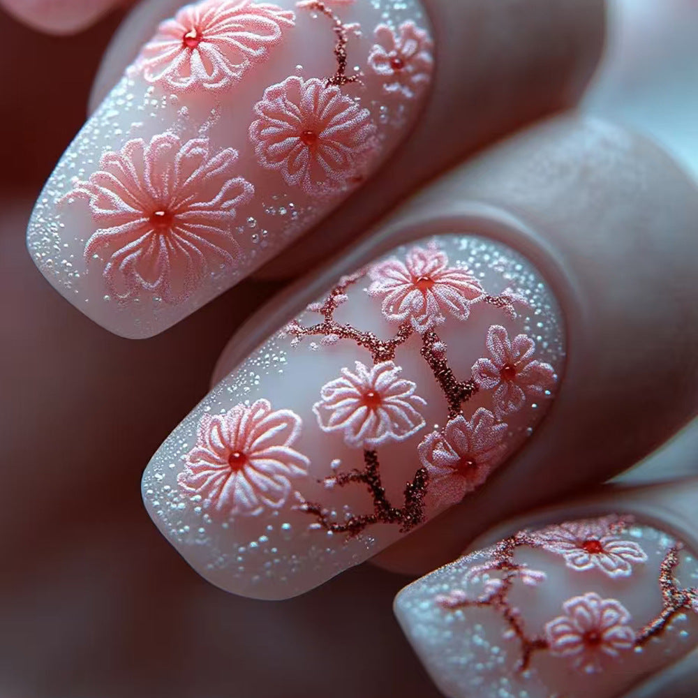 Floral Embellished Press-On Nail Art Kalsten