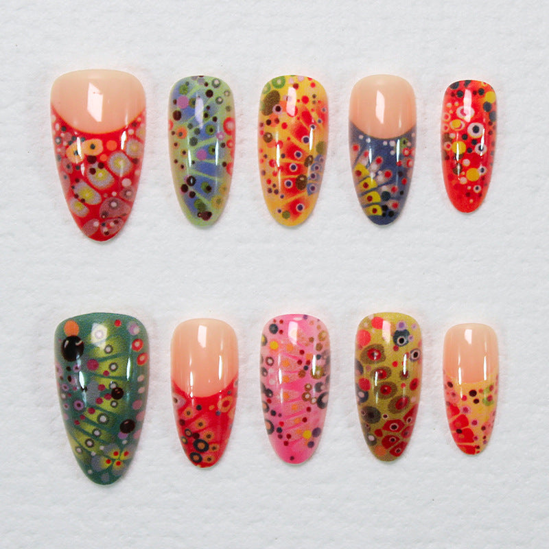 Artistic Hand-Painted Press-On Nail Art Set