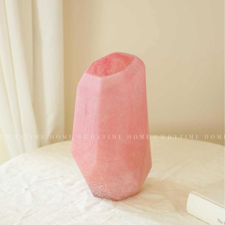 Geometric Matte Ceramic Tall Table Vase with Faceted Base Kalsten