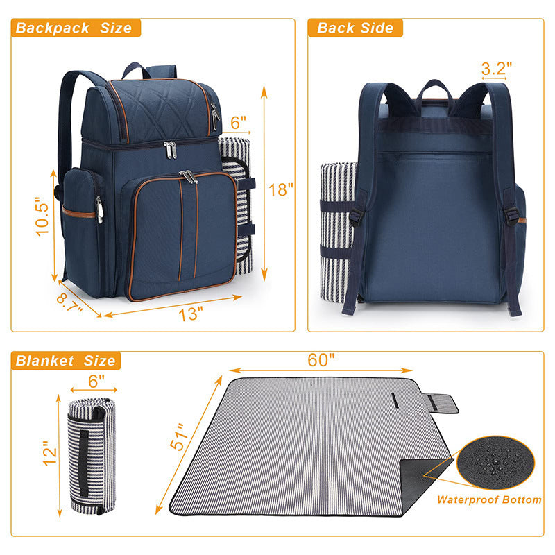 Gourmet Picnic Backpack with Dishware and Cooling Compartment Kalsten