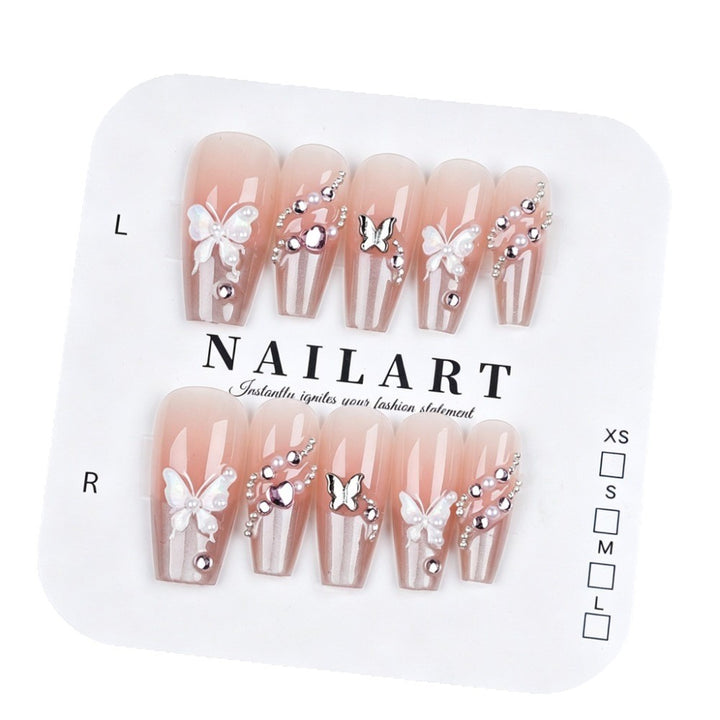 Artificial nails with glamorous decorations and shine Kalsten