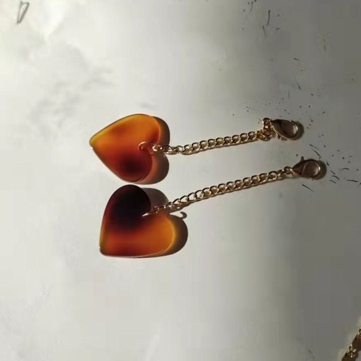 Heart-Shaped Dangle Earrings with Golden Chain Kalsten