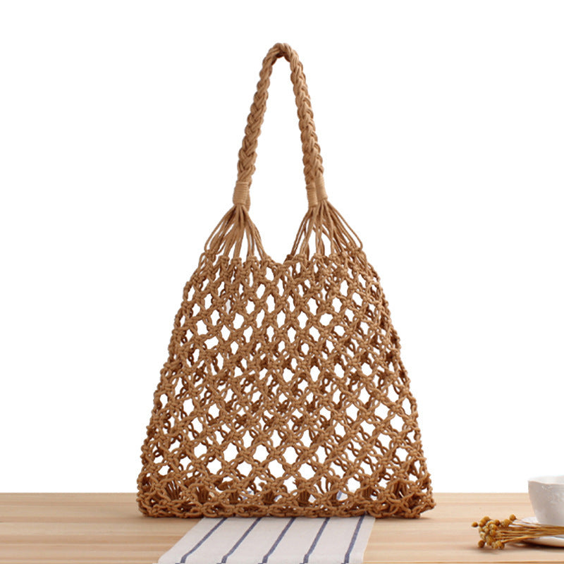 Mesh tote bag made of handcrafted natural material with unique pattern Kalsten