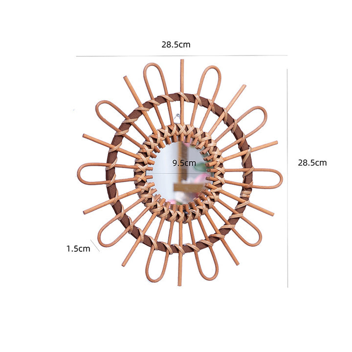 Trendy Round Wall Mirror with Rattan Frame Kalsten