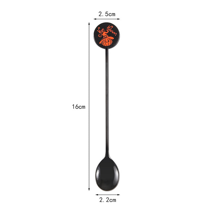 Long Bar Spoon Cocktail Stirring Spoon made of Stainless Steel with Halloween Ghost Design