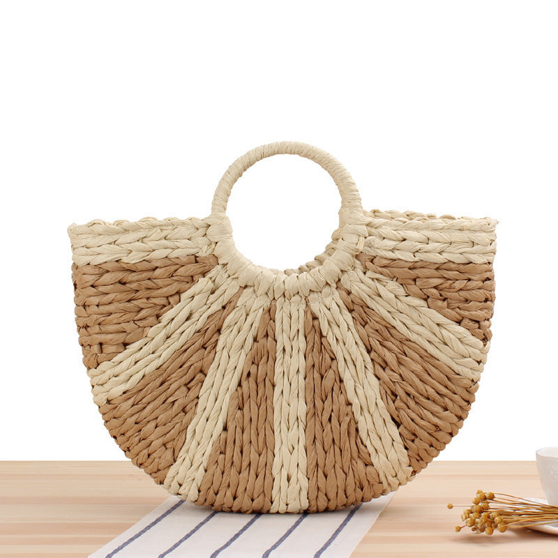 Elegant Straw Bag with Stiff Handle Kalsten