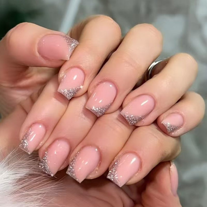 Acrylic nail set with shimmering glitter tips Kalsten