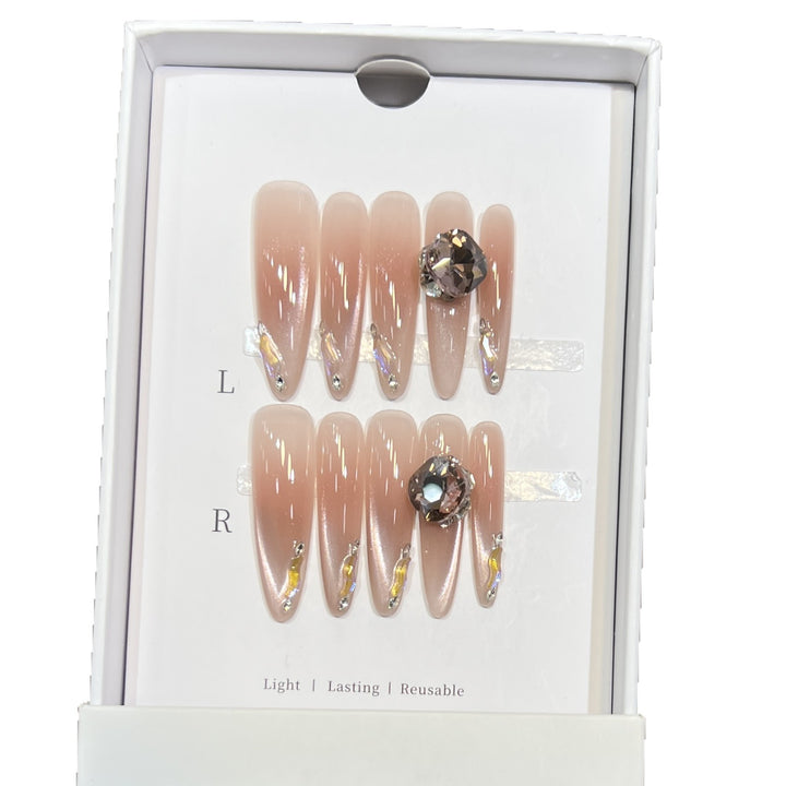 Reusable Stiletto Nail Art Set with Elegant Rhinestone Embellishments Kalsten