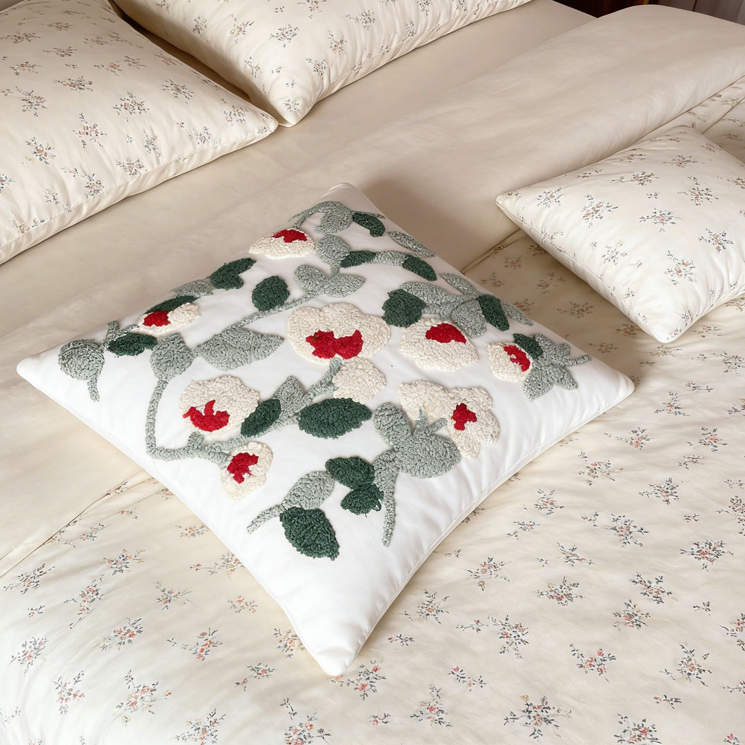Floral Embroidered Cushion