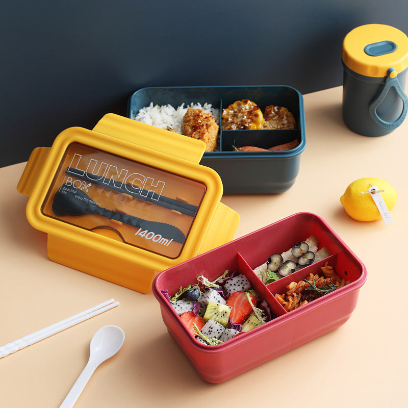 Multi-Compartment Lunch Storage Container with Utensils