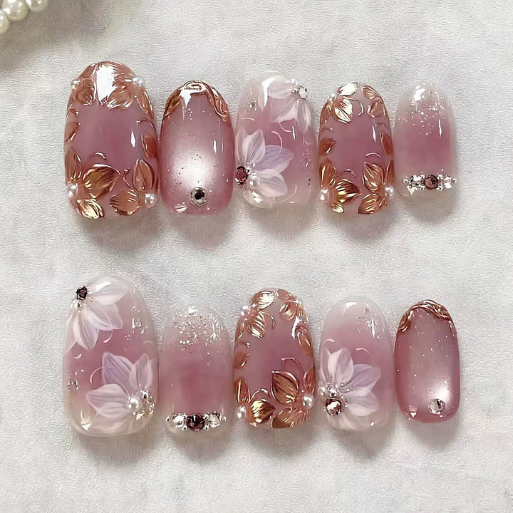 Premium Floral Design Press-On Nails
