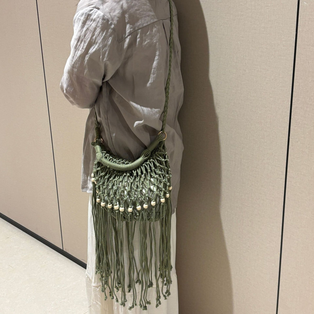 Hand-knotted shoulder bag with tassels Kalsten