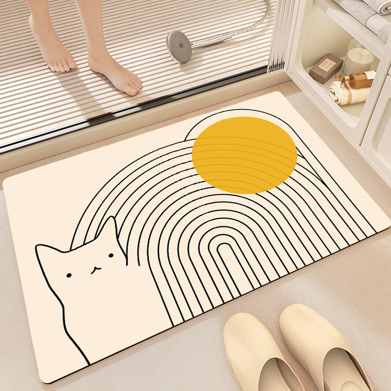 Artistic Cat-Themed Bath Mat Kalsten