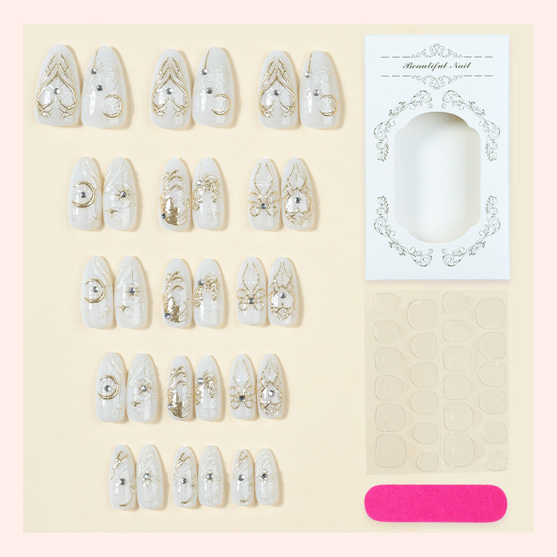 Premium Decorative Press-On Nail Art Set with Glamorous Accents Kalsten