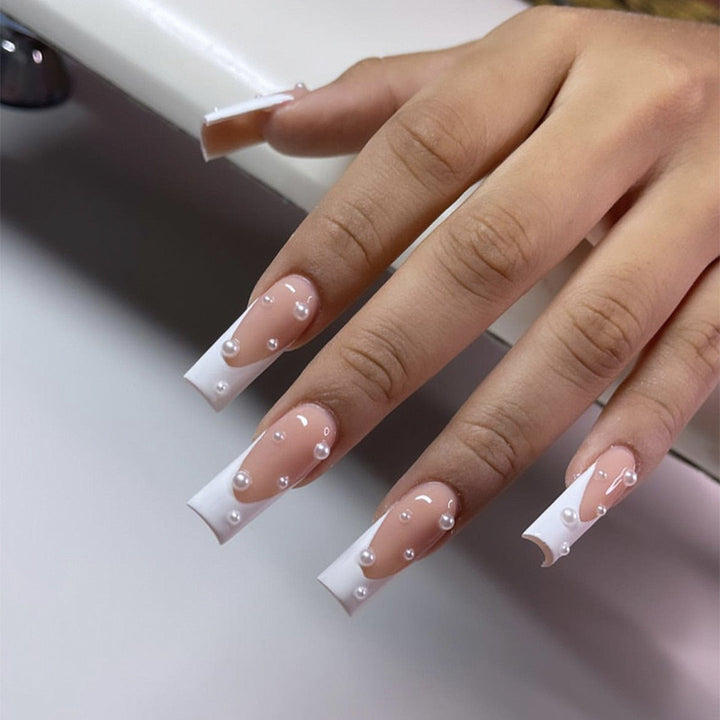 Nail art set with exquisite pearl accents and transparent design Kalsten