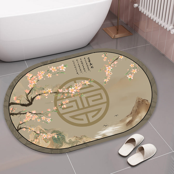 Elegant Floral Print Bath Mat Kalsten