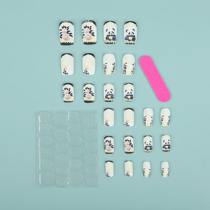 Artificial nails with floral panda design Kalsten