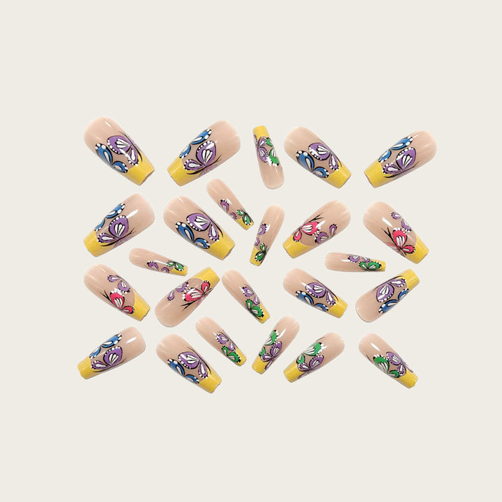 Nail set with intricate butterfly design Kalsten