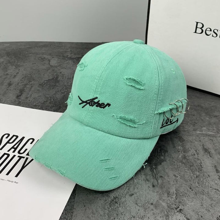 Distressed Denim Baseball Cap