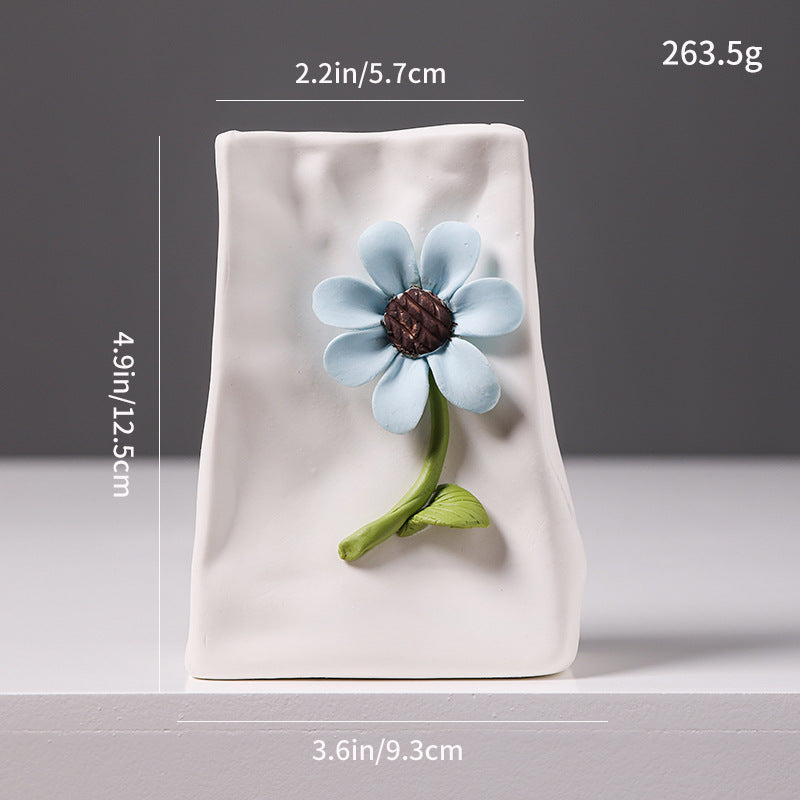 Decorative Floral Relief Ceramic Vase Kalsten