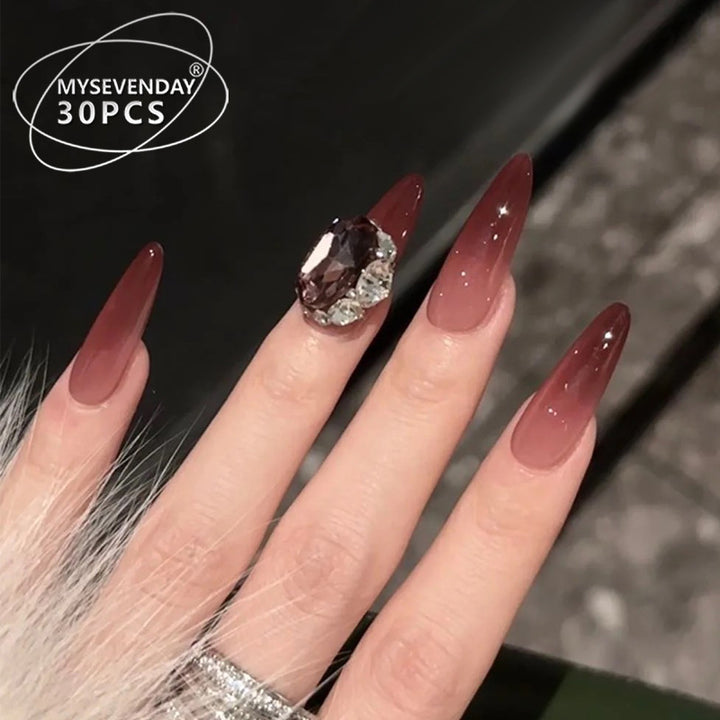 Ombre Stiletto Press-On Nails with Rhinestone Accents Kalsten