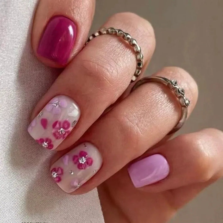 Floral Decorative Gel Nail Extensions Kalsten