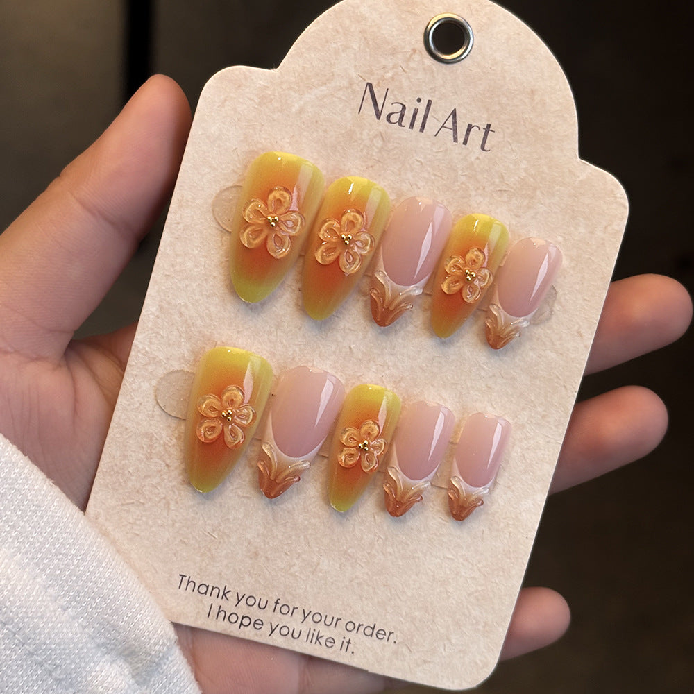 Elegant Floral-Themed Press-On Nail Set Kalsten