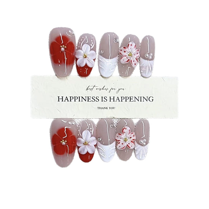 Decorative Floral Press-On Nail Art Set Kalsten