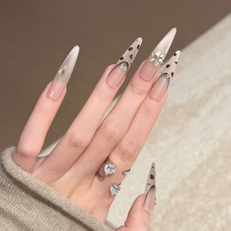 Artistic Stiletto Press-On Nails with Gemstone and Decorative Accents Kalsten