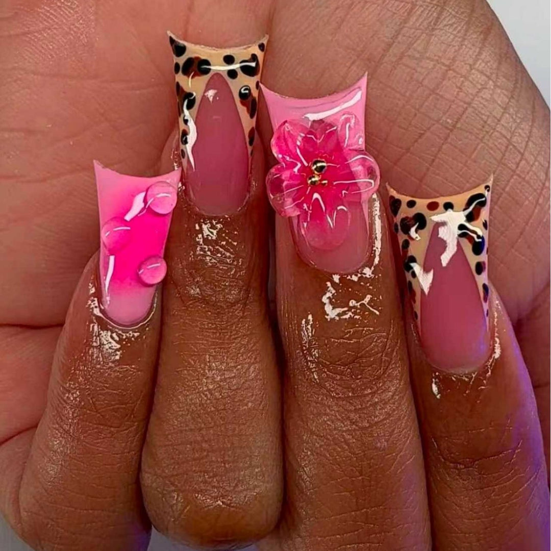 Artistic Floral Stiletto Nail Art Extensions Kalsten