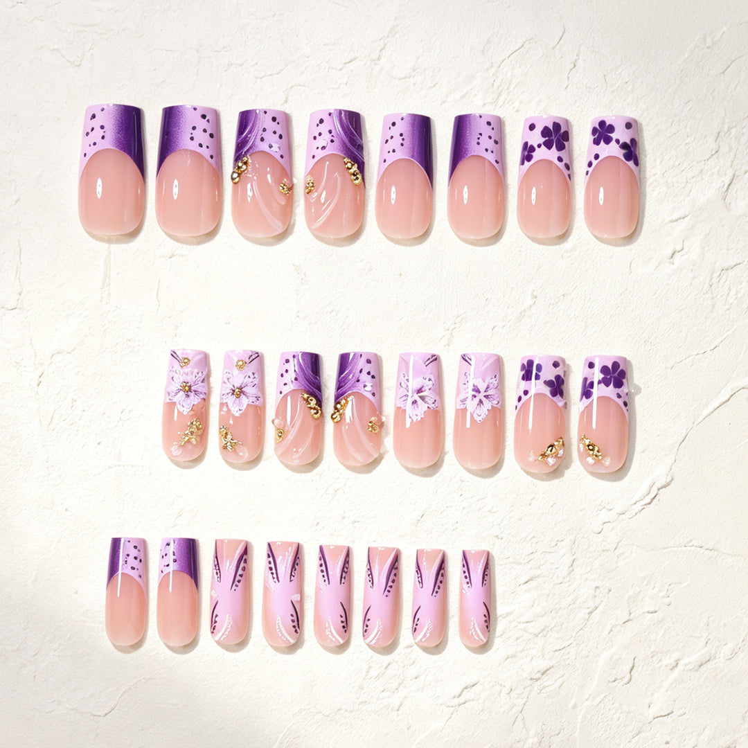Artistic Floral Press-On Nail Design Kalsten