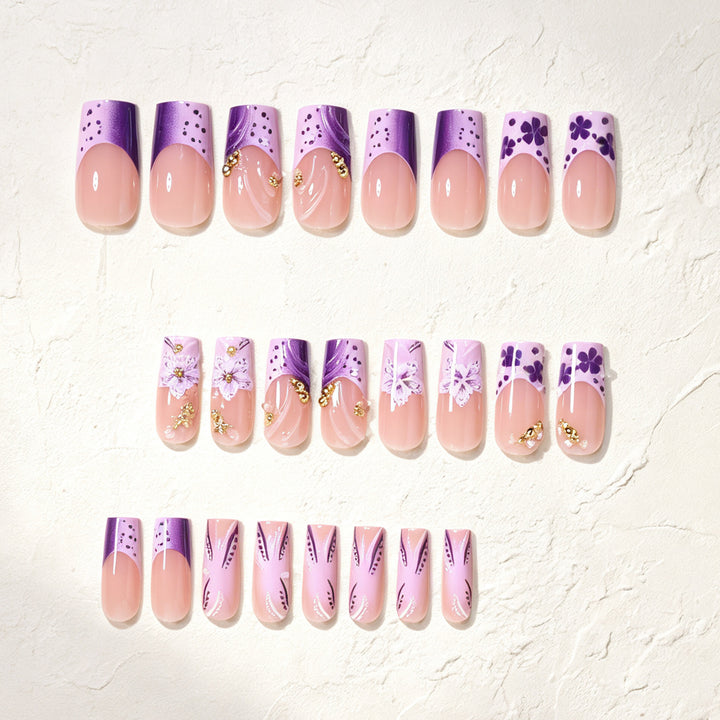 Artistic Floral Press-On Nail Design Kalsten