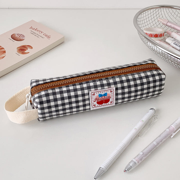 Vintage Checkered Pencil Case