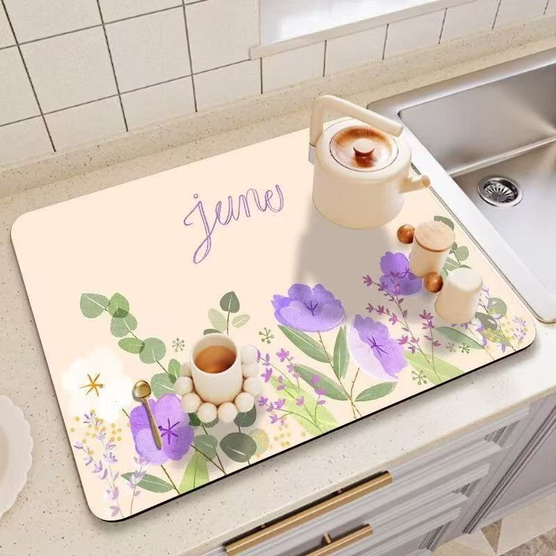 Decorative Floral Print Kitchen Counter Mat Kalsten