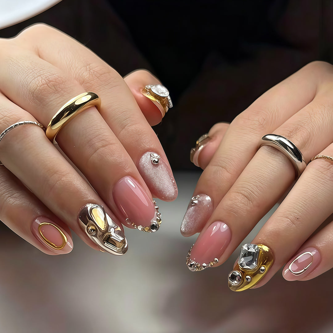 Elegant Rhinestone-Embellished Nail Art Extensions Kalsten